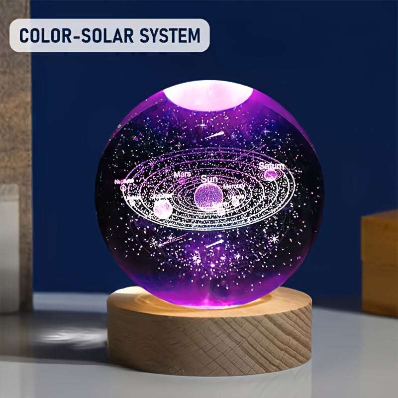 3D Solar Galaxy Crystal Ball Luminous Gift - TrendVerseHub