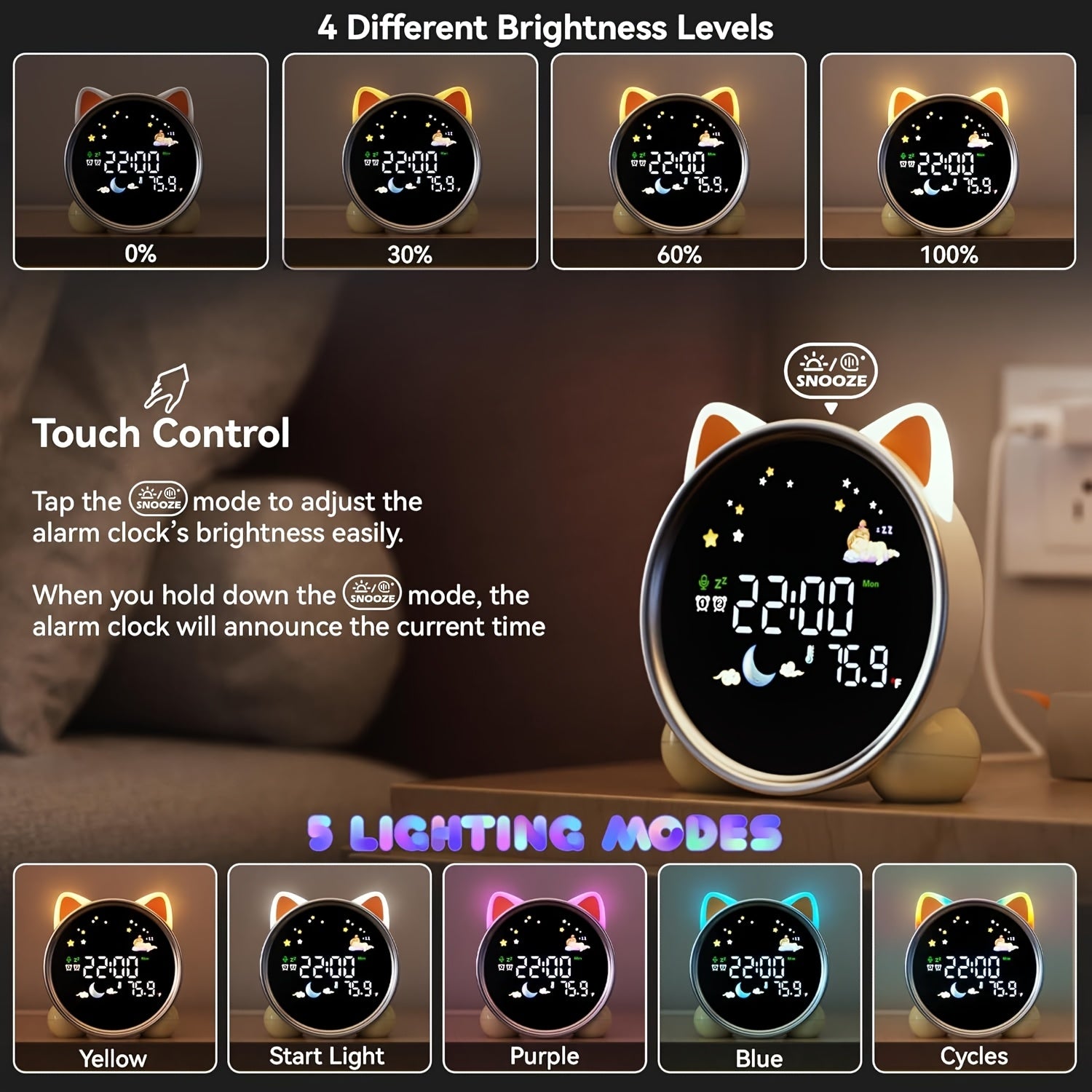 Cute Cat Alarm Clock Train Wake and Shine - TrendVerseHub