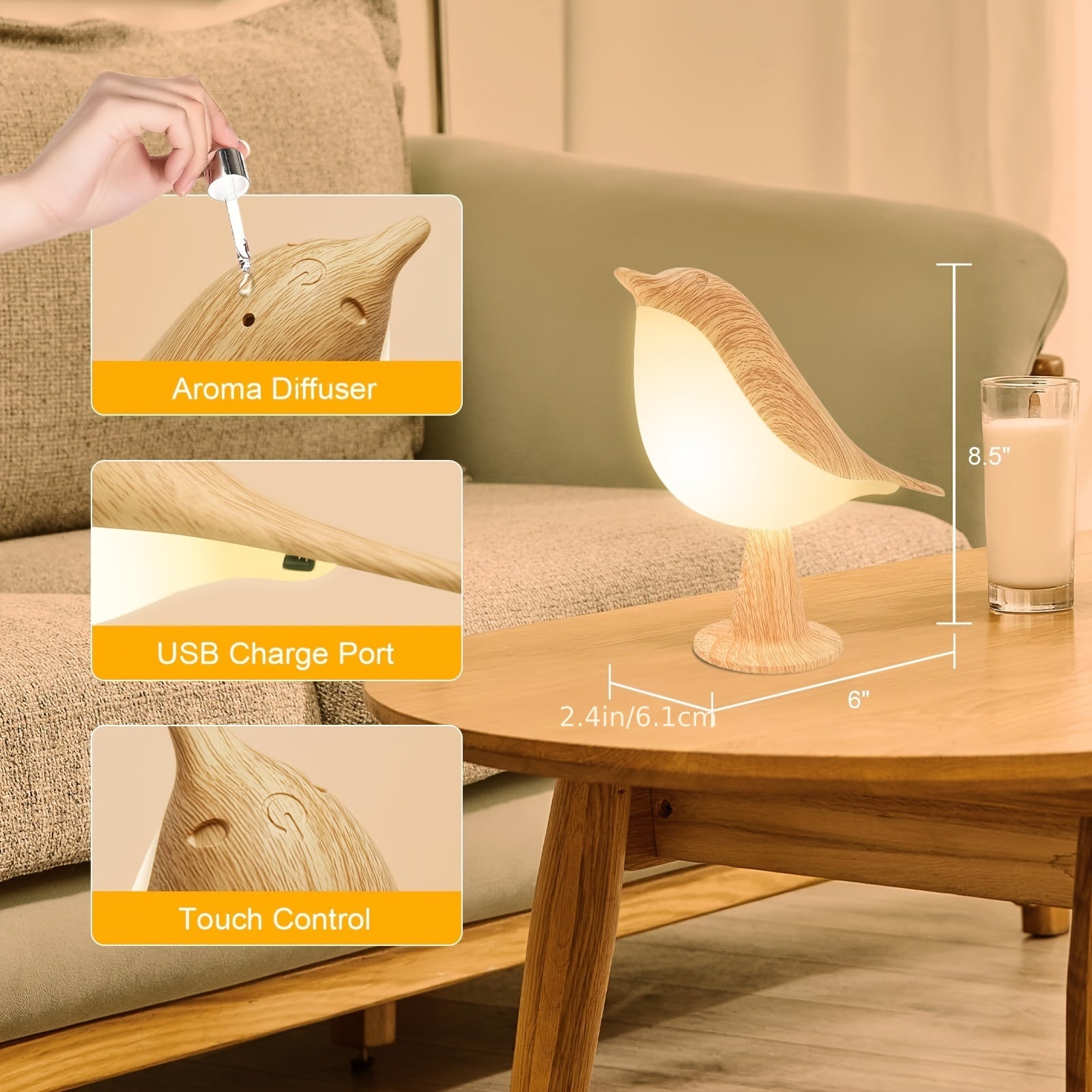 Bird Light Dimmable Cordless AromaDiffusing Table Lamp - TrendVerseHub