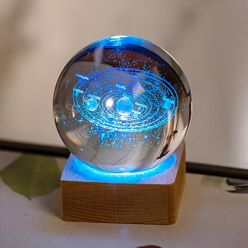 3D Solar Galaxy Crystal Ball Luminous Gift - TrendVerseHub